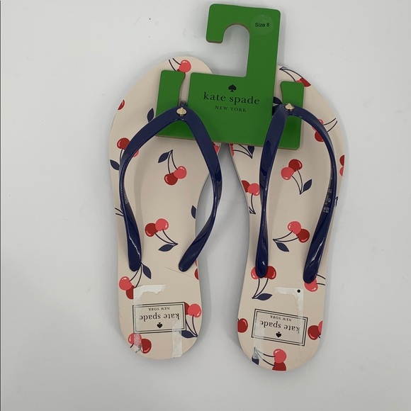 Kate Spade Feldon flipflop sandal slide thong flat shoe cherry navy blue new 8 - Picture 3 of 5